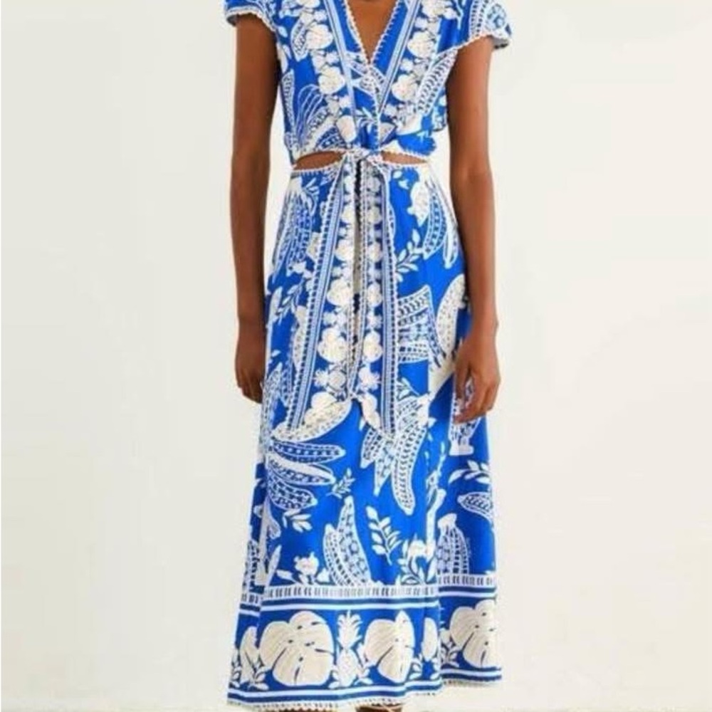 FARM Rio Midi dress tie waist